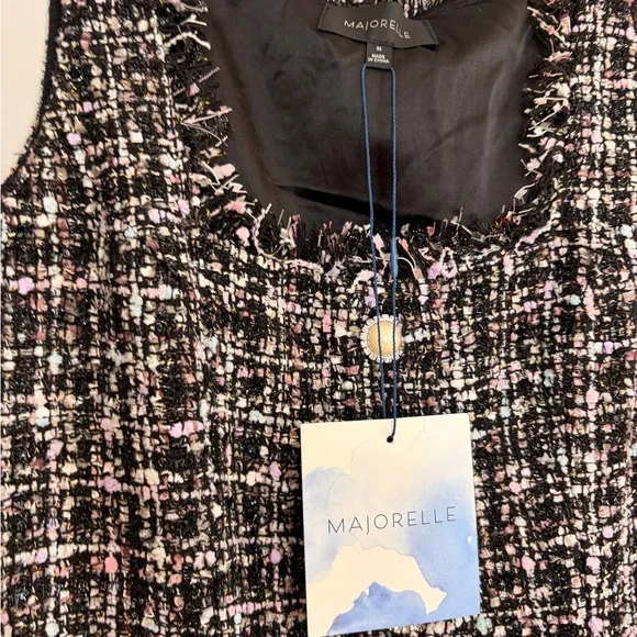 MAJORELLE Bia Black Tweed Mini Dress NWT Revolve XS - Picture 3 of 10